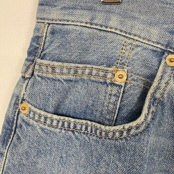 We The Free Shorts Womens 27 Blue Denim Bermuda Button Fly Relaxed 100% Cotton - Picture 3 of 14